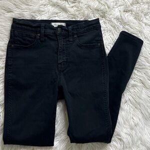 Madewell Size 26 Jeans 10” High Rise Skinny Denim Black Stretch Womens